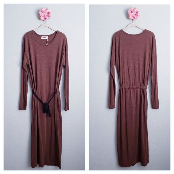 Anthropologie Dresses & Skirts - Pomandere Linen Wool Blend Brown Long Sleeve Dress